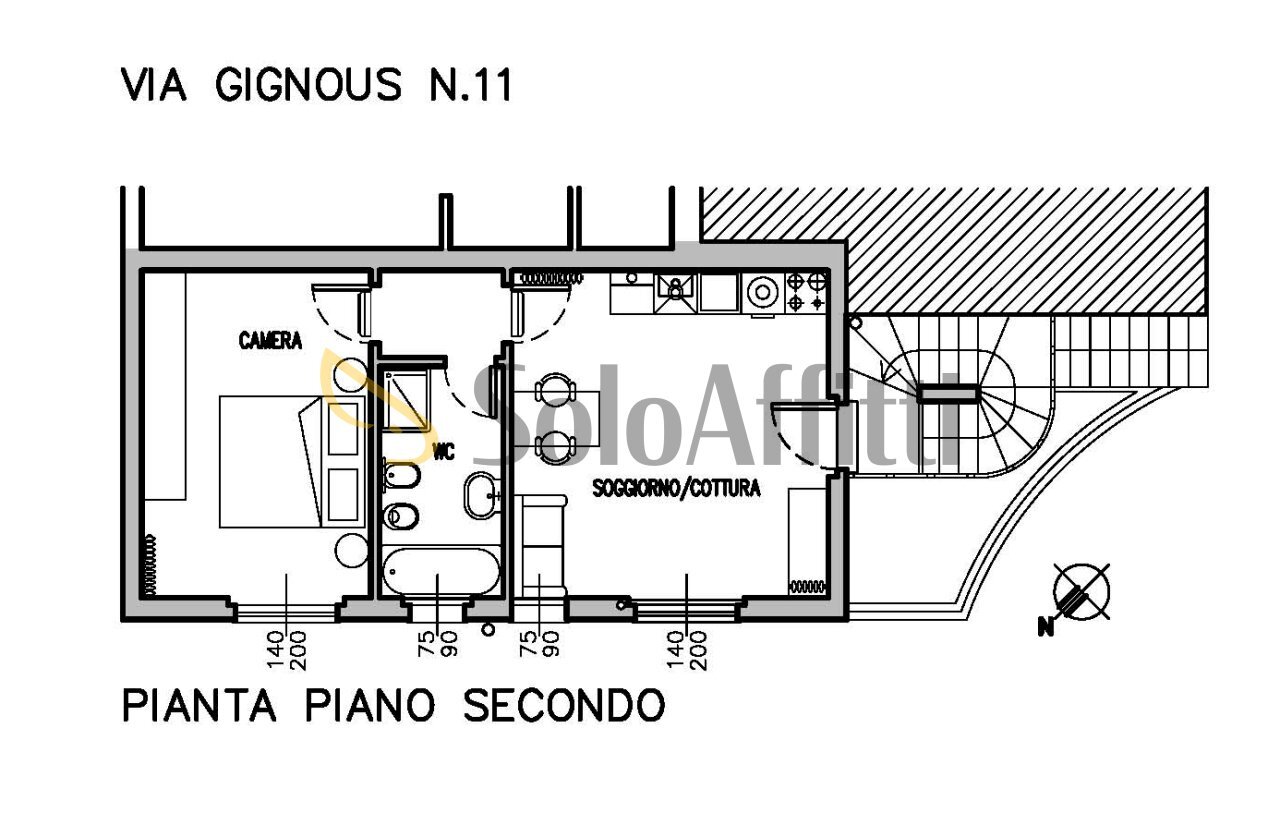 Pianta.jpg - Two-room apartment Via Privata Eugenio Gignous 11, Milano - floor plans 1