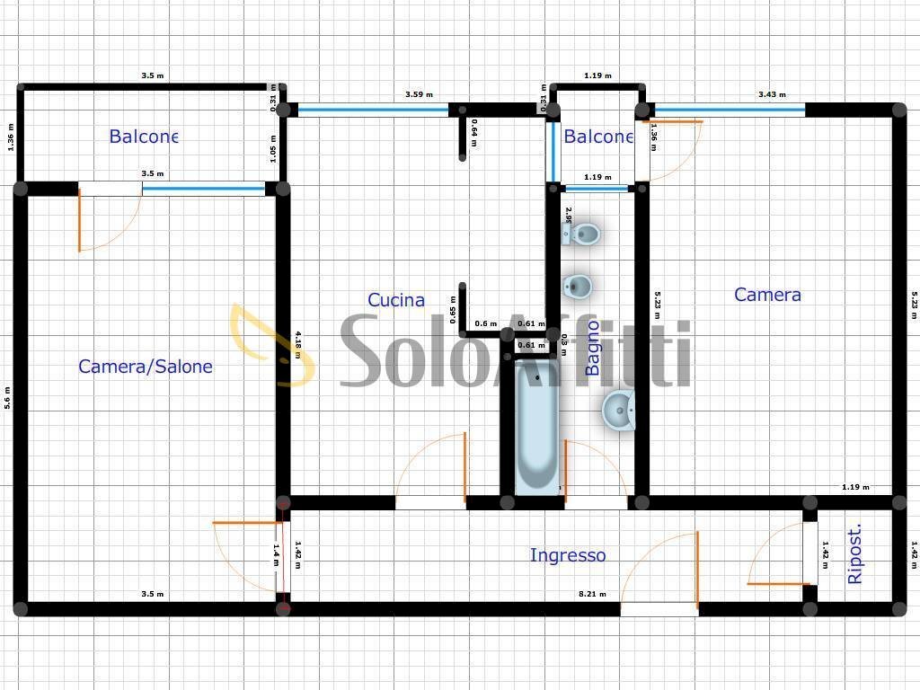 PIANTA.jpg - Three-room apartment Torino - photo 3