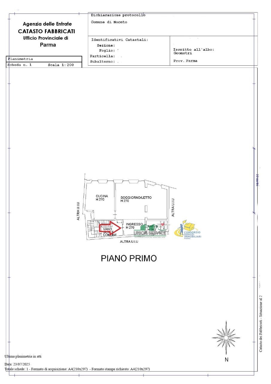 Appartamento  piano primo.jpg - Trilocale Piazza della Repubblica, Noceto - planimetria 1