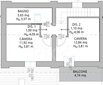 1 piano - Three-room apartment Via del Greto 1, Bologna - floor plans 1