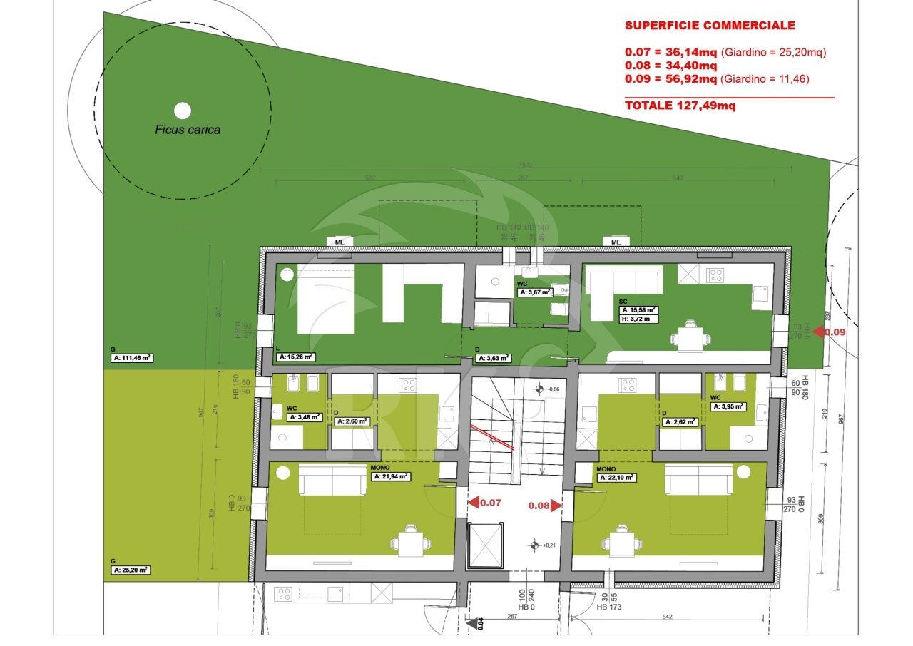 INTERO PIANO P.T..jpg - One-room apartment via Castiglione  91, Bologna - floor plans 1
