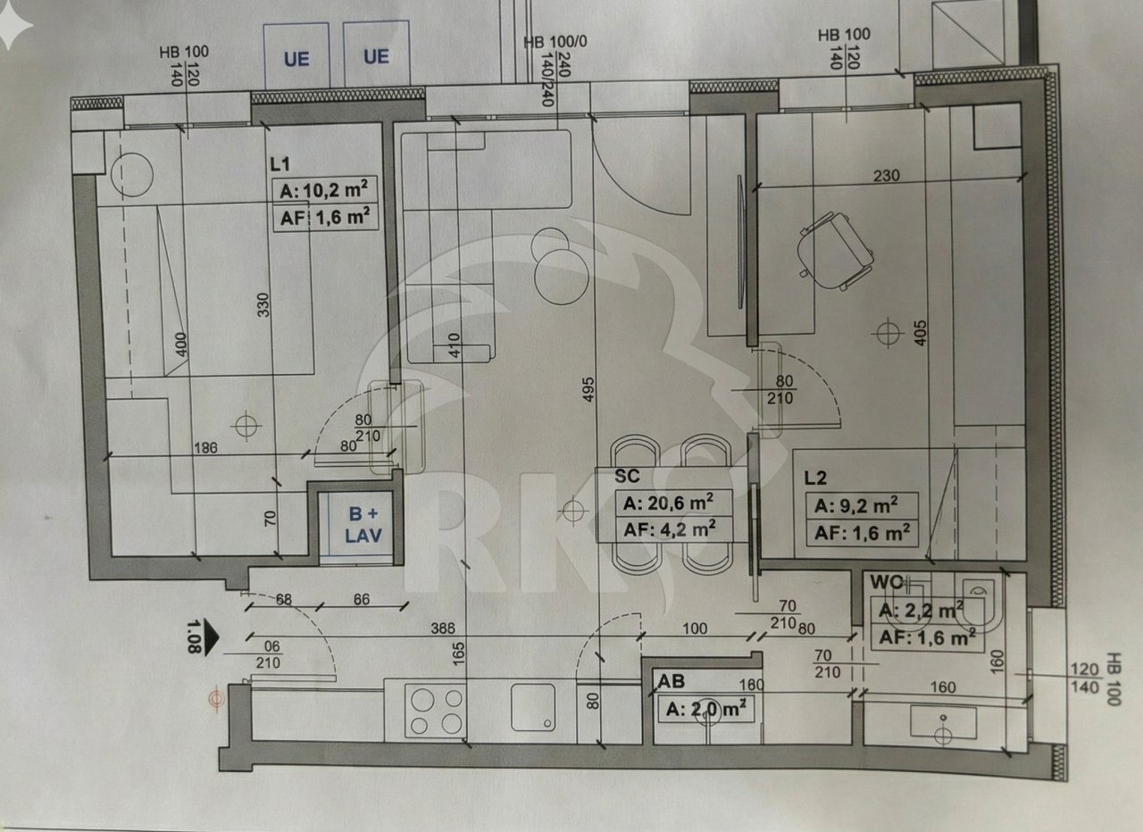 108 trilo.png - Three-room apartment via Triumvirato  20, Bologna - floor plans 1