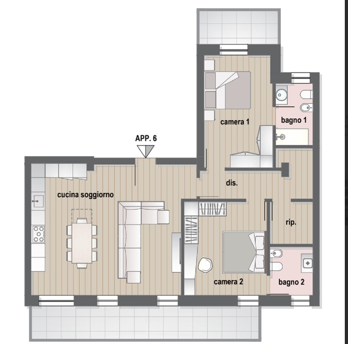 PLANIMETRIA INT 6.jpg - Two-room apartment via IV Novembre  56, Offida - floor plans 1