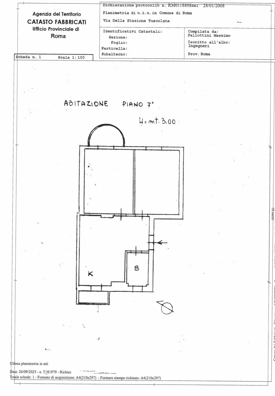 planimetria - Trilocale Via della Stazione Tuscolana  21, Roma - planimetria 1