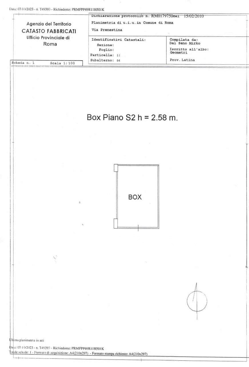 planimetria - Box Via Prenestina 651, Roma - planimetria 1