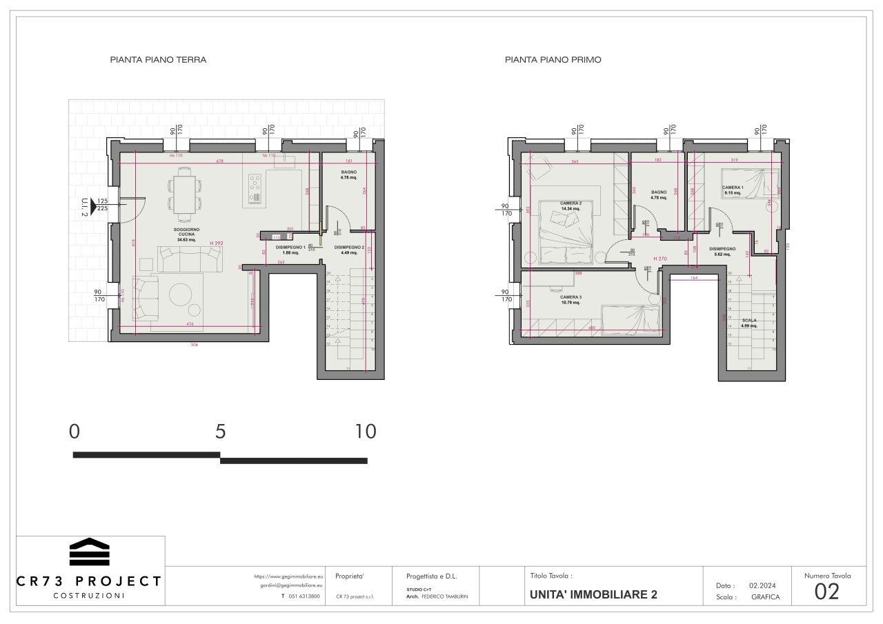 UNITA 2.jpg - Portion of a house via Zocca 1, San Lazzaro di Savena - floor plans 1