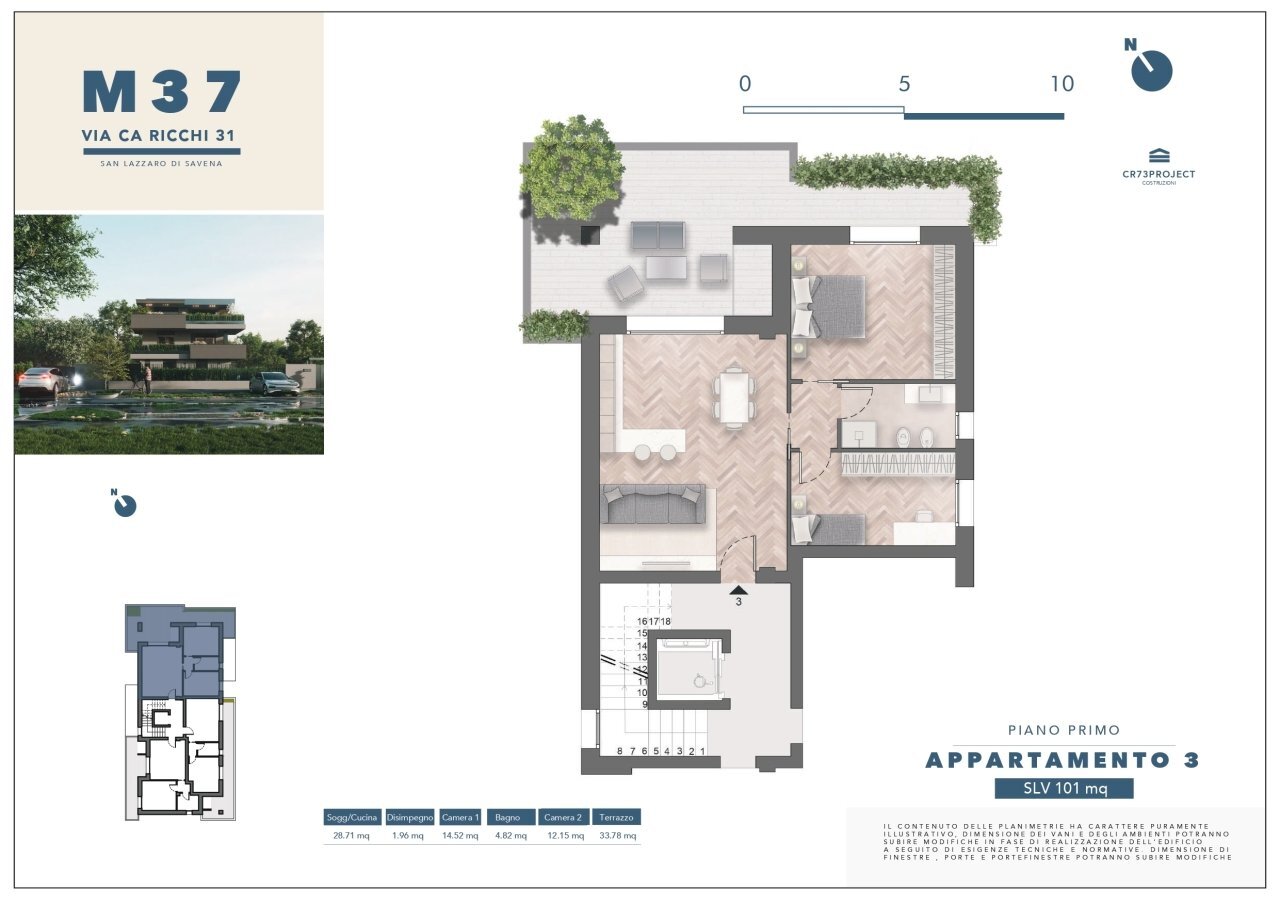 Three-room apartment Via Cà Ricchi 31, San Lazzaro di Savena - floor plans 1
