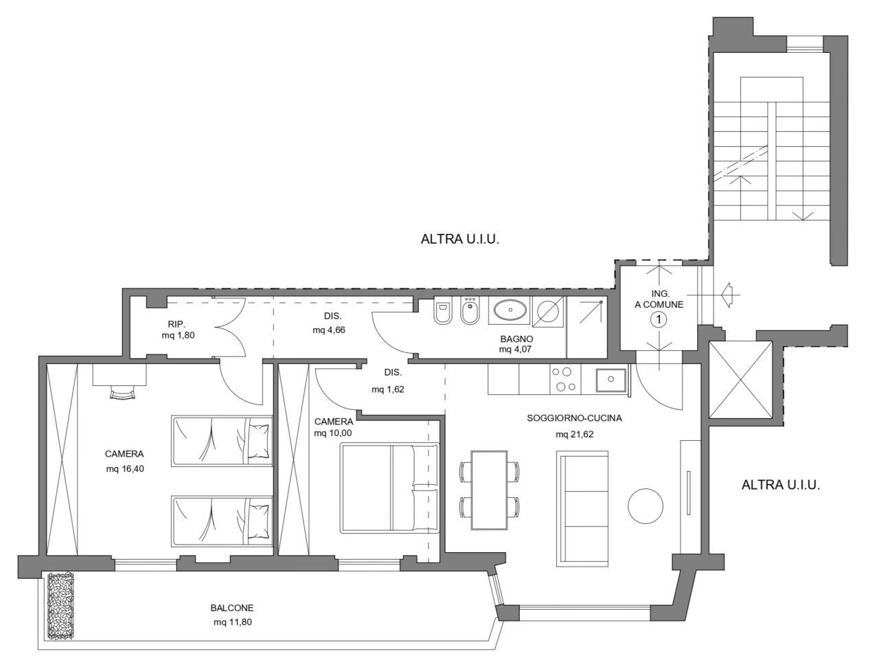 APP 1.jpg - Three-room apartment Via Benedetto Marcello, Firenze - floor plans 1