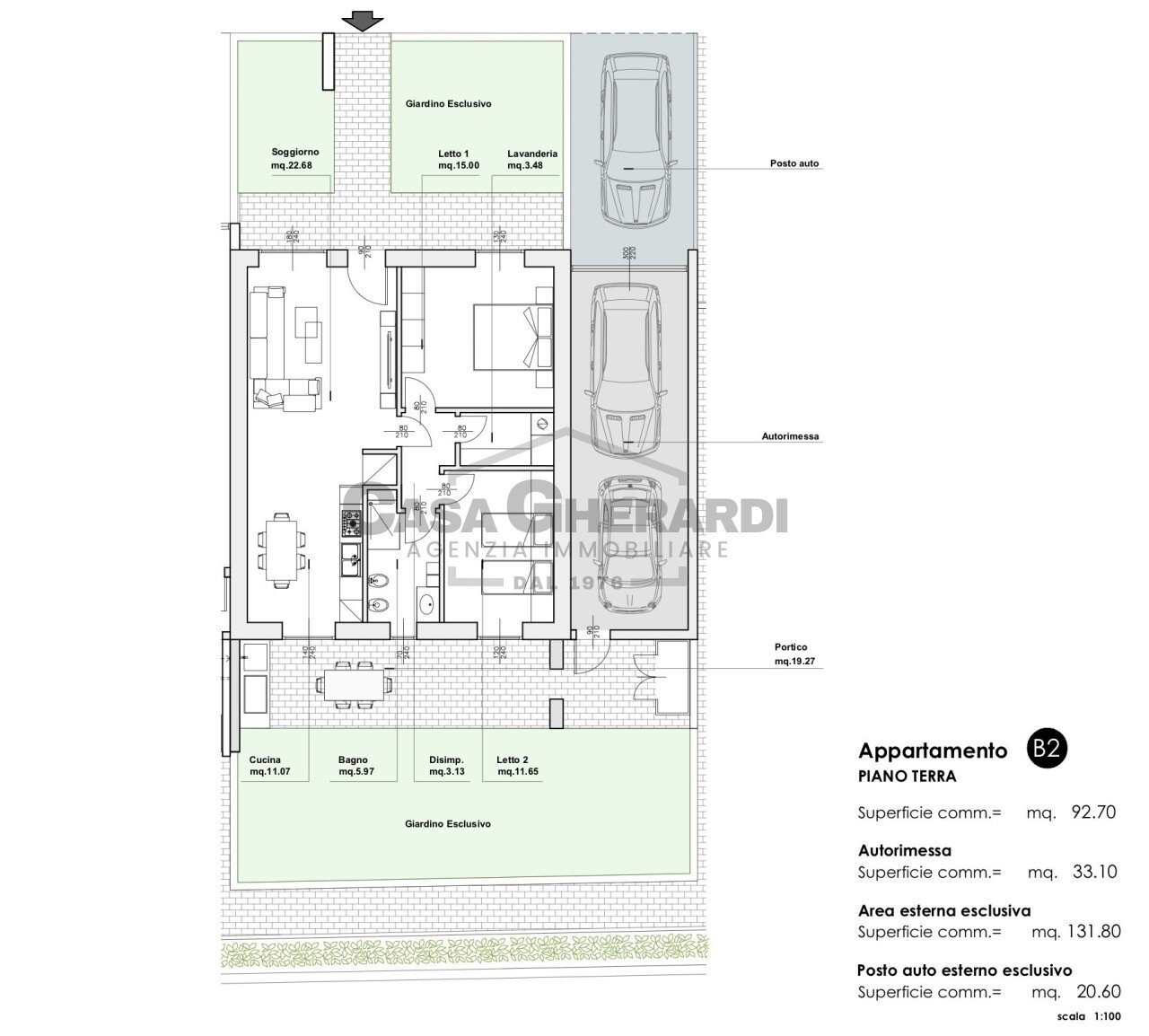 PIANTINA PIANO TERRA B2.jpg - Trilocale Brembate di Sopra - planimetria 1