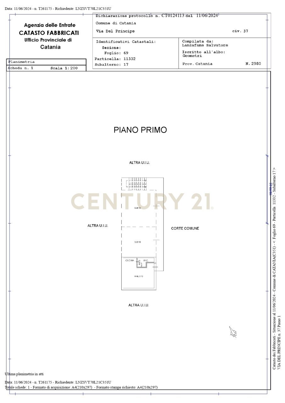 PLN VIA DEL PRINCIPE_page-0001.jpg - Monolocale Via del Principe 37, Catania - planimetria 1
