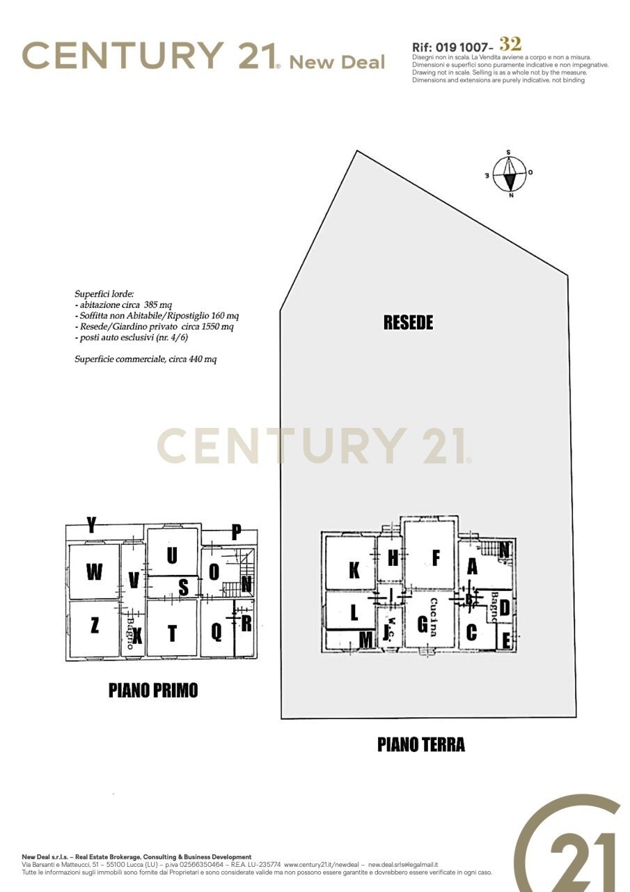 Planimetria - Villa Via delle Ville Lucchesi 1907, Lucca - planimetria 1