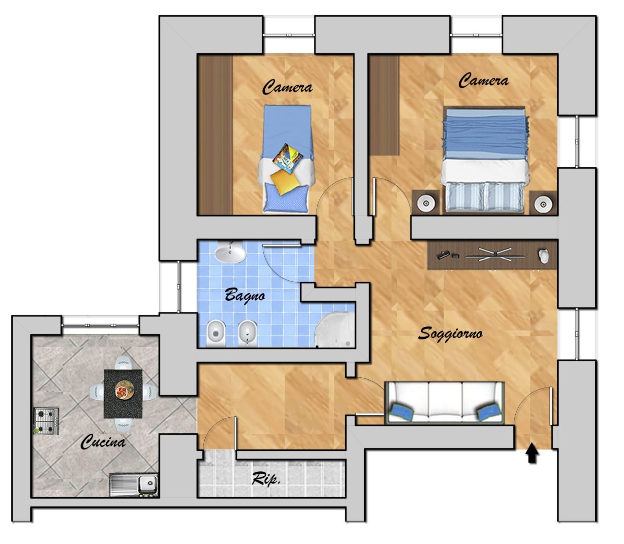 RIF. 3383 VIA CHIARAVAGNA 5_2-RITT.jpg - Appartamento VIA CHIARAVAGNA 5, Genova - planimetria 1