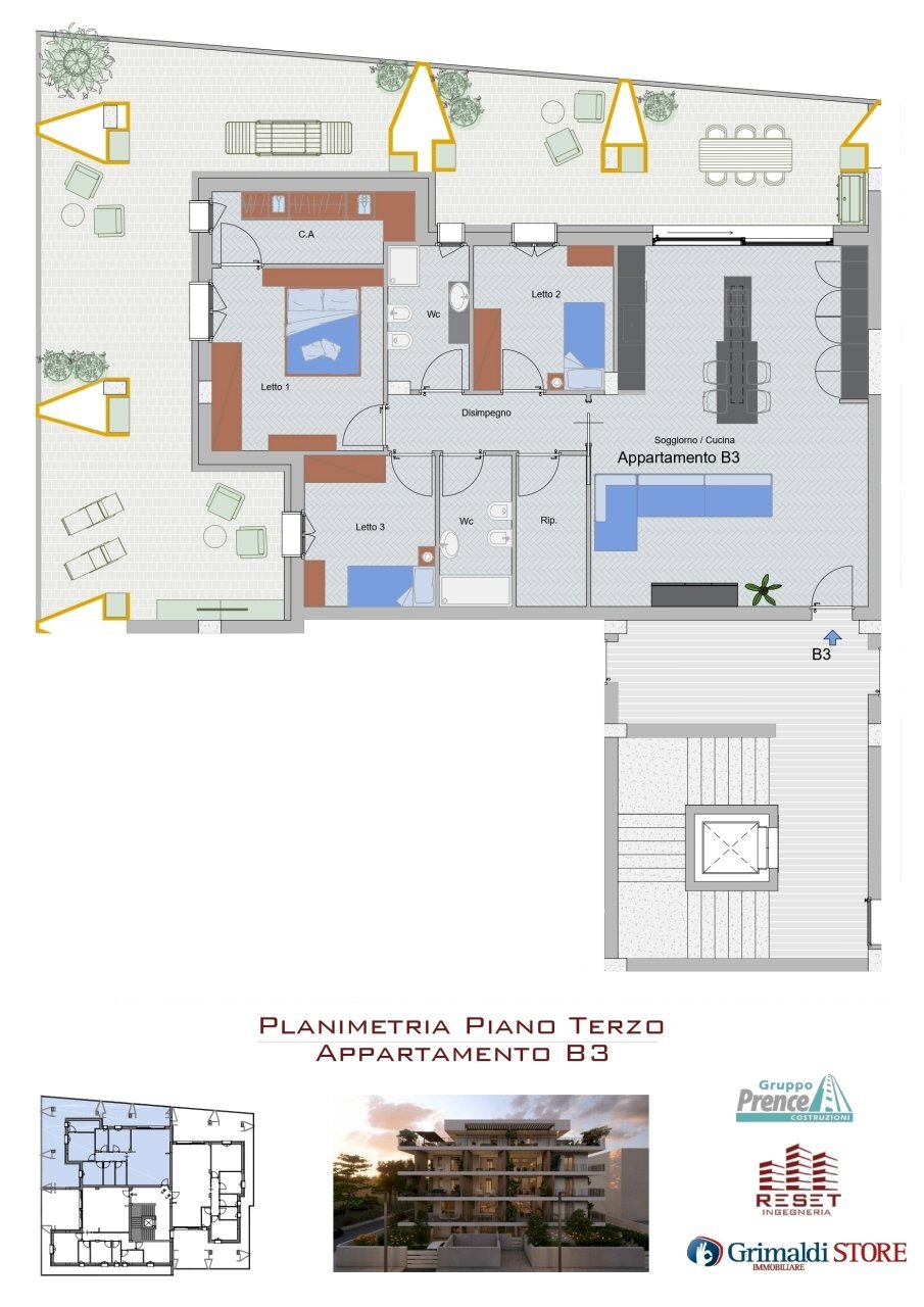 13. PIANO TERZO B3_page-0001.jpg - Quadrilocale Via Giammatteo 39, Lecce - planimetria 1