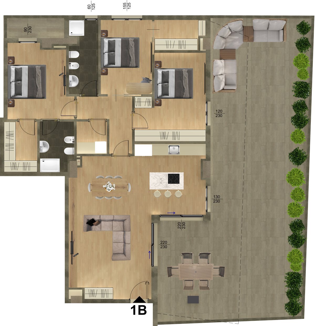 P1_1B_1.png - Four-room apartment Via Vincenzo Balsamo 6, Lecce - floor plans 1