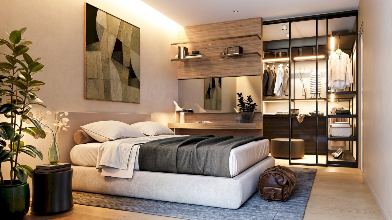 INT 02_P1_LUMIA_CAMERA CON CABINA ARMADIO.jpg - Bilocale Via SS. Giacomo e Filippo 8, Lecce - foto 3