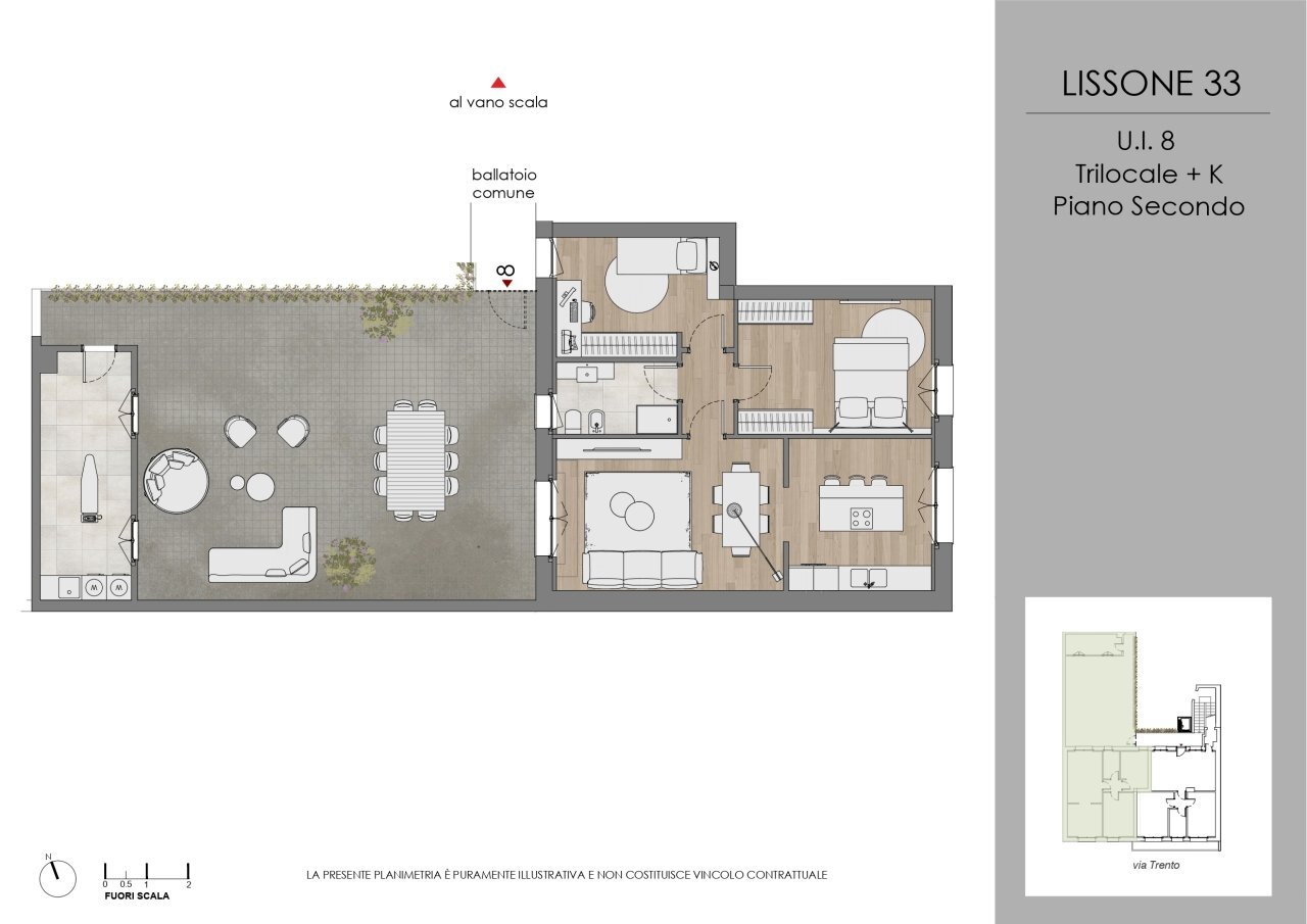 Planimetria UI 8_P2 - Trilocale Via Trento 33, Lissone - planimetria 1
