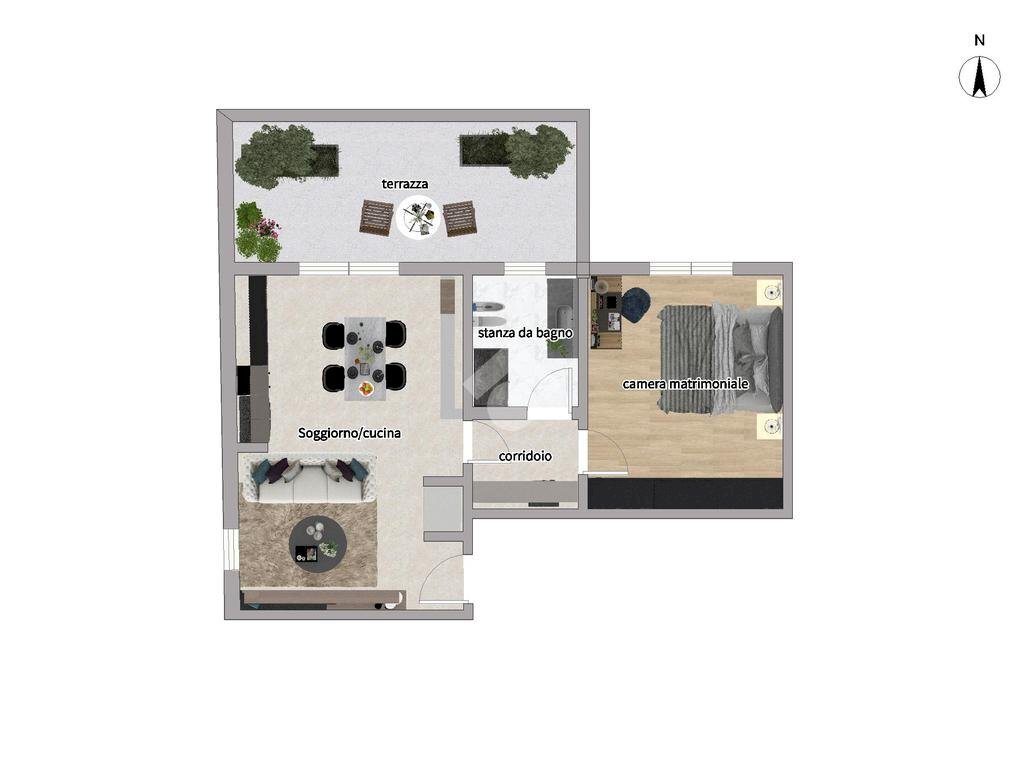 Two-room apartment Via M. Buonarroti, Binasco - floor plans 1