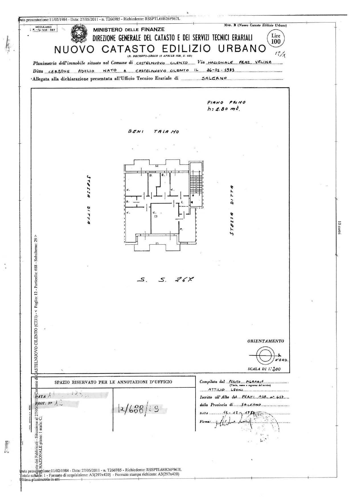 Foto 31 - Quadrilocale Via Arbosto
 
68, Castelnuovo Cilento - planimetria 1