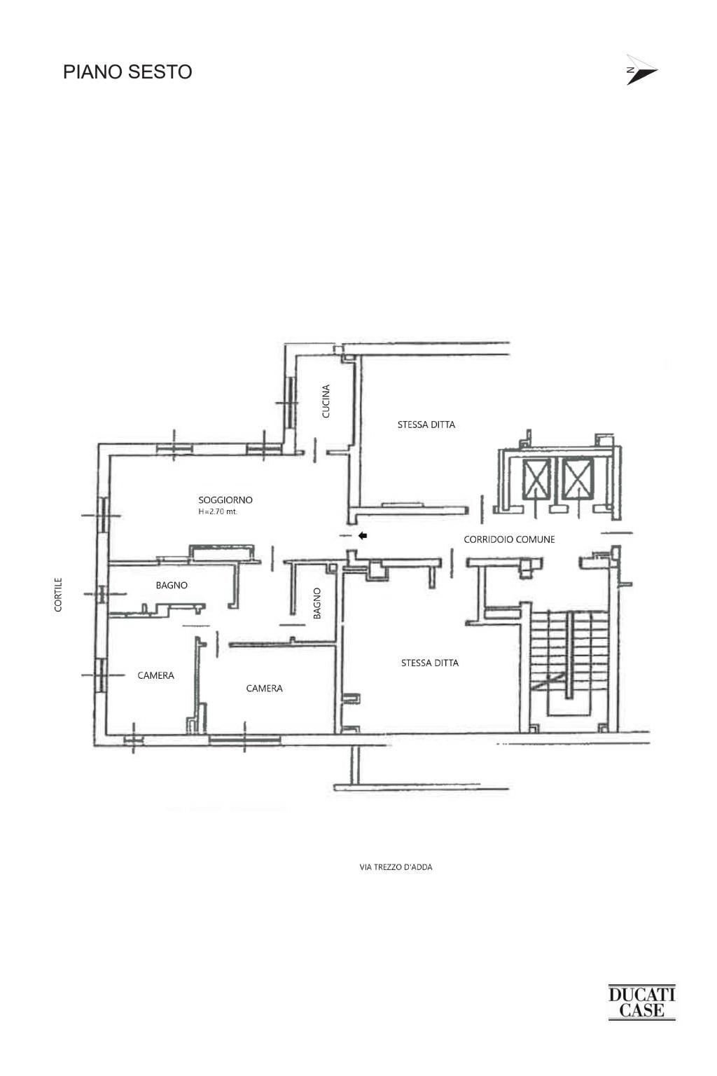 Trilocale via Trezzo d'Adda, 9, Milano - planimetria 1