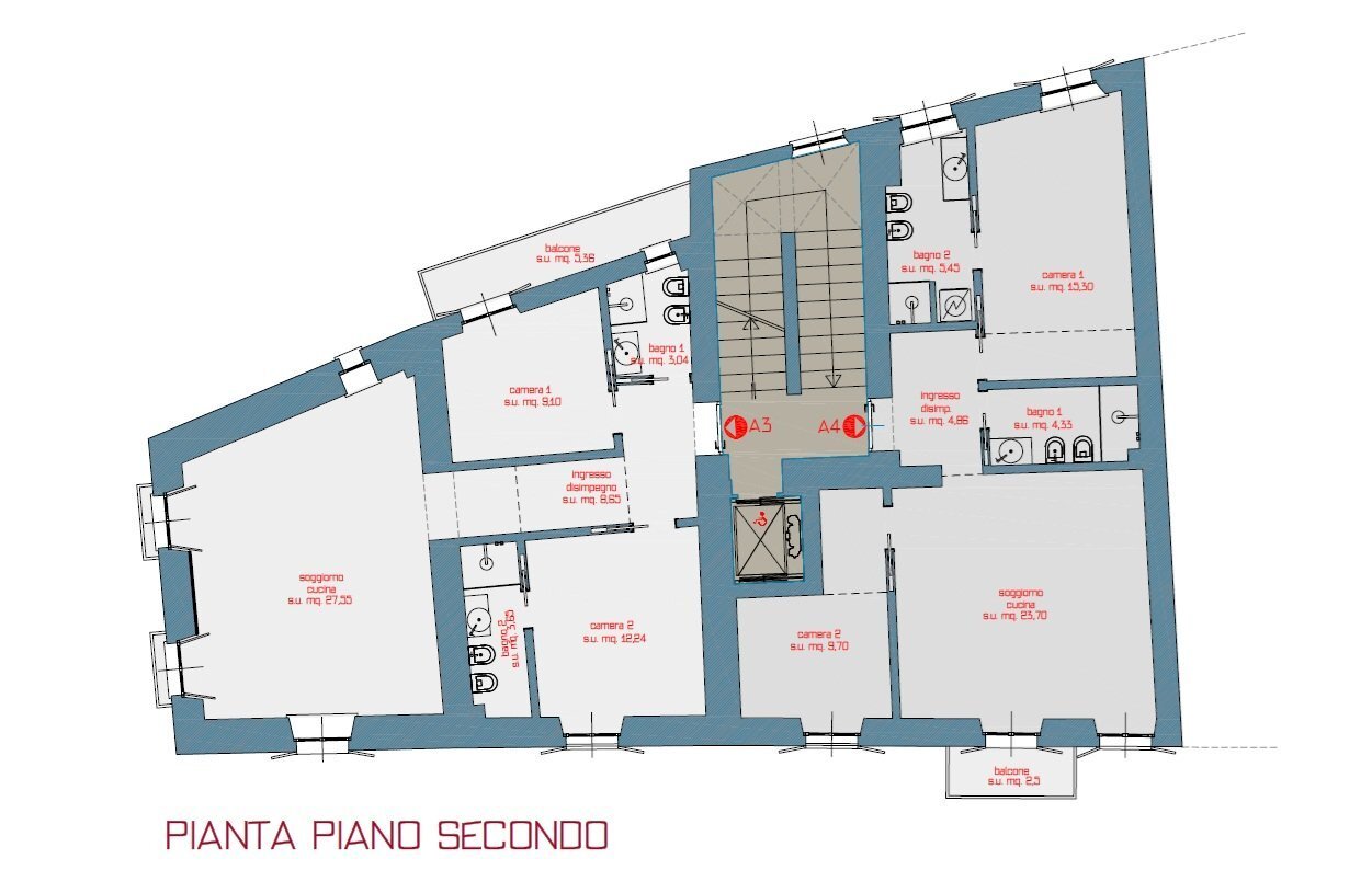 Apartment via San Pio V, Mondovì - floor plans 1