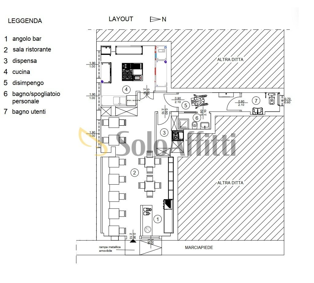 LAYOUT ATTIVITA\' RISTORAZIONE.jpg - Locale Commerciale Catanzaro - planimetria 1