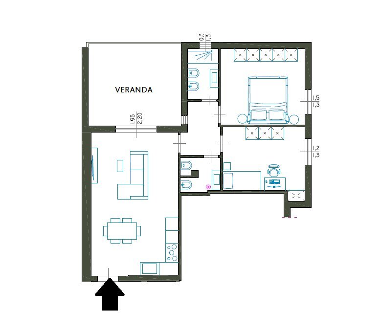 PLANIMETRIA - Trilocale Via Ugo Foscolo Poeta 41, Monopoli - planimetria 1