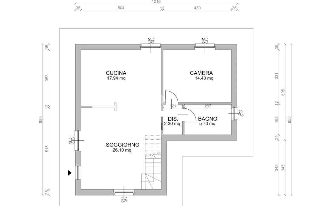 Villa Via Boschetti, Front - planimetria 1