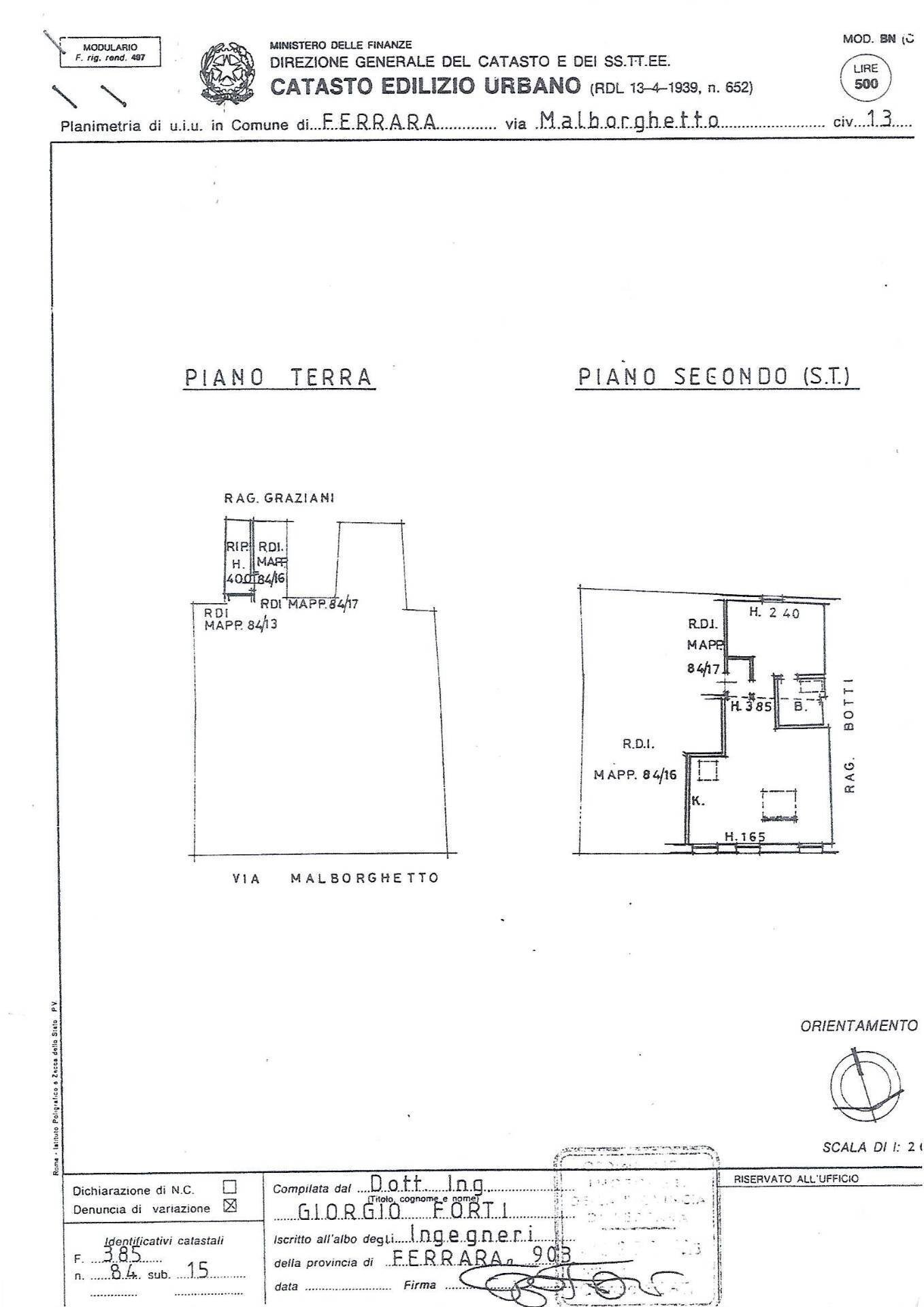 Foto 2 - Bilocale Via Malborghetto, Ferrara - planimetria 1