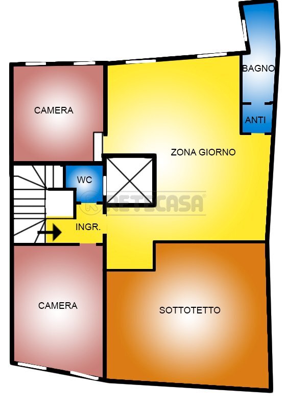 planimetria in grafica - Trilocale Contrà Santa Barbara, Vicenza - planimetria 1