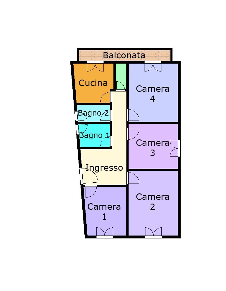 planimetria colorata  vendita via montaldo marassi - Apartment Via Leonardo Montaldo 33, Genova - floor plans 1