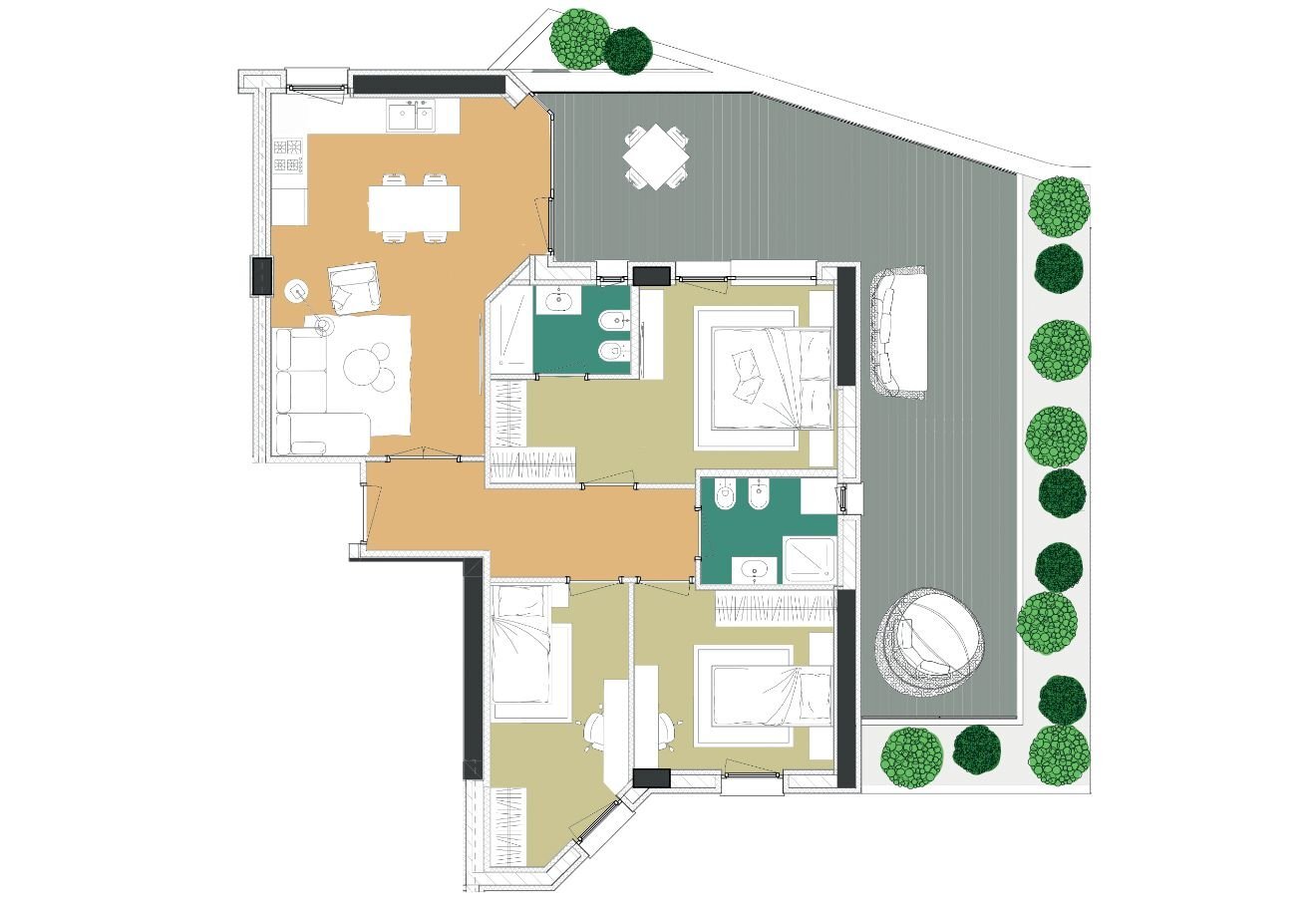 Two-room apartment hamlet Viserba, Rimini - floor plans 1