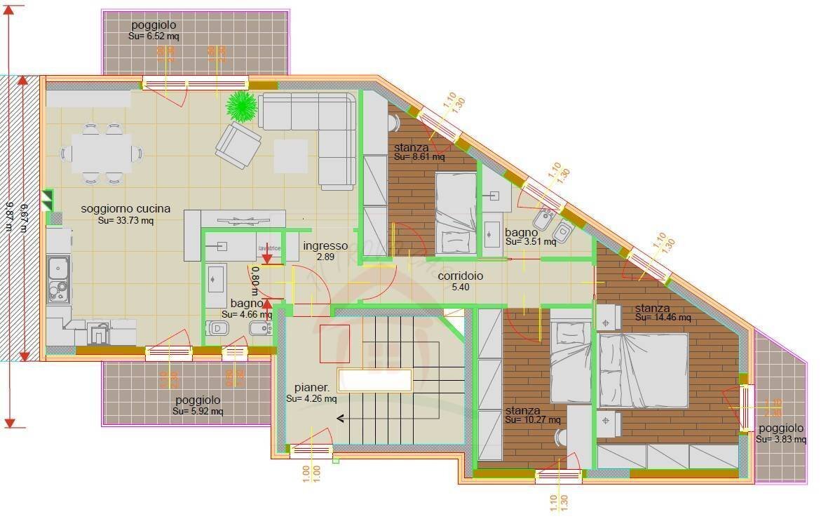 Foto 15 - Three-room apartment Caldonazzo - floor plans 1