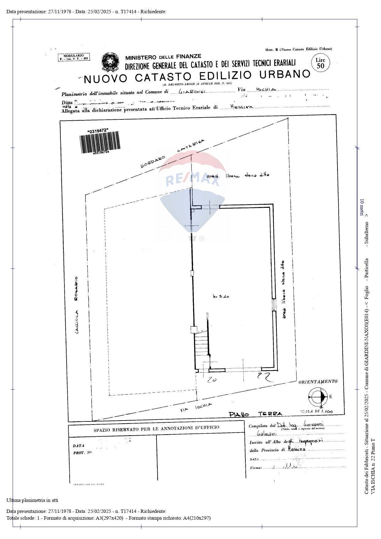 Pianta 2D - Box via Ischia
 
22, Giardini-Naxos - planimetria 1