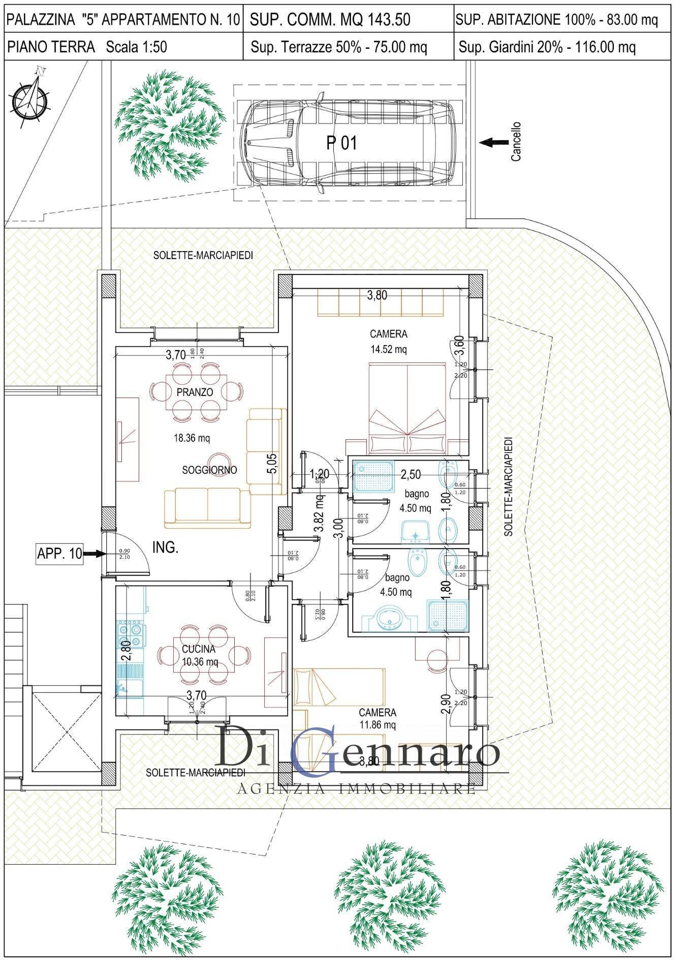 Foto 2 - Appartamento via G. Ricci, Tortoreto - planimetria 1