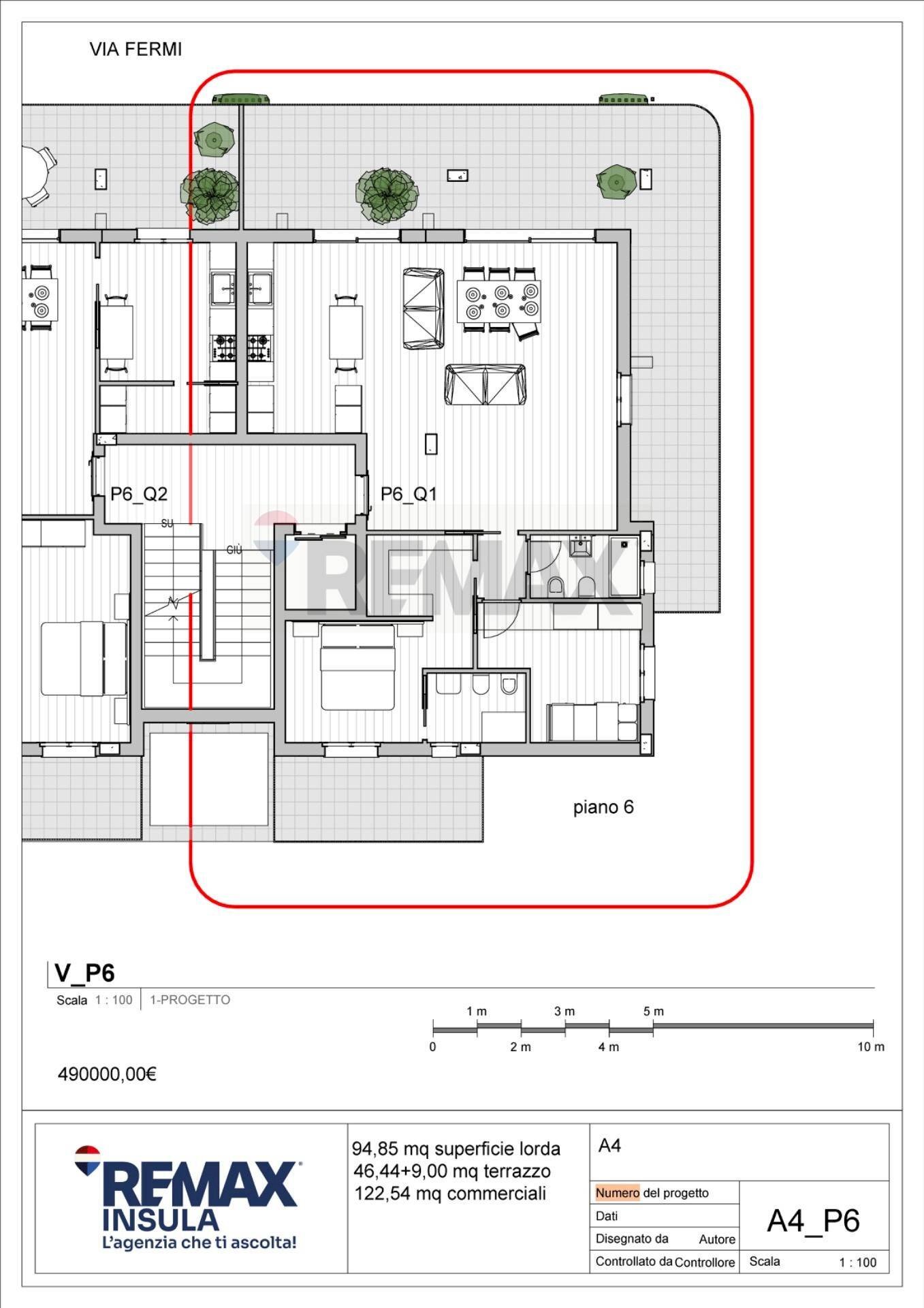 Pianta 2D - Four-room apartment Via Fermi, Alghero - floor plans 1