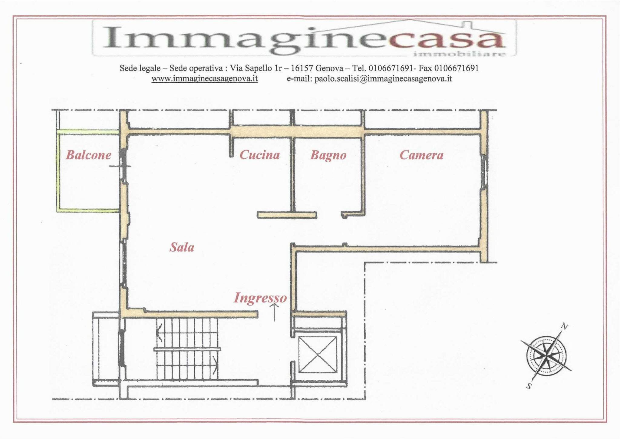 Three-room apartment via Evasio Montanella, Genova - floor plans 1