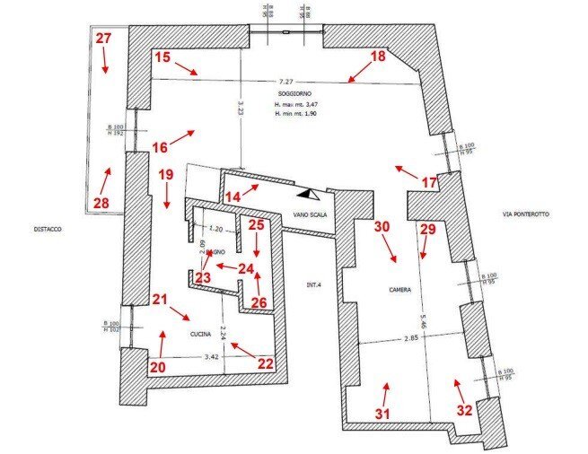 Bilocale all'asta via Ponterotto, 80a, Genova (zona Marassi) - planimetria 1