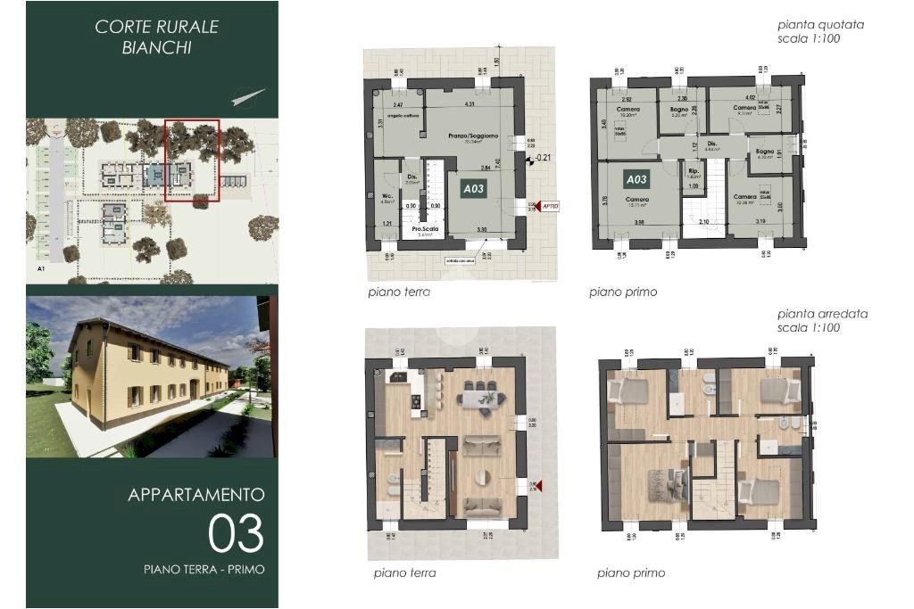 Terraced Villa Stradello Opera Pia Bianchi, Modena (neighborhood Baggiovara) - floor plans 1