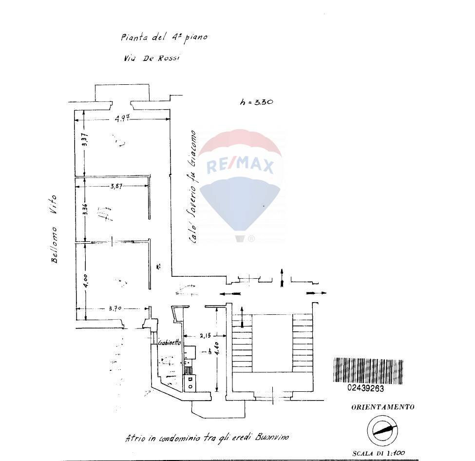 Pianta 2D - Trilocale Via De Rossi
 
149, Bari - planimetria 1