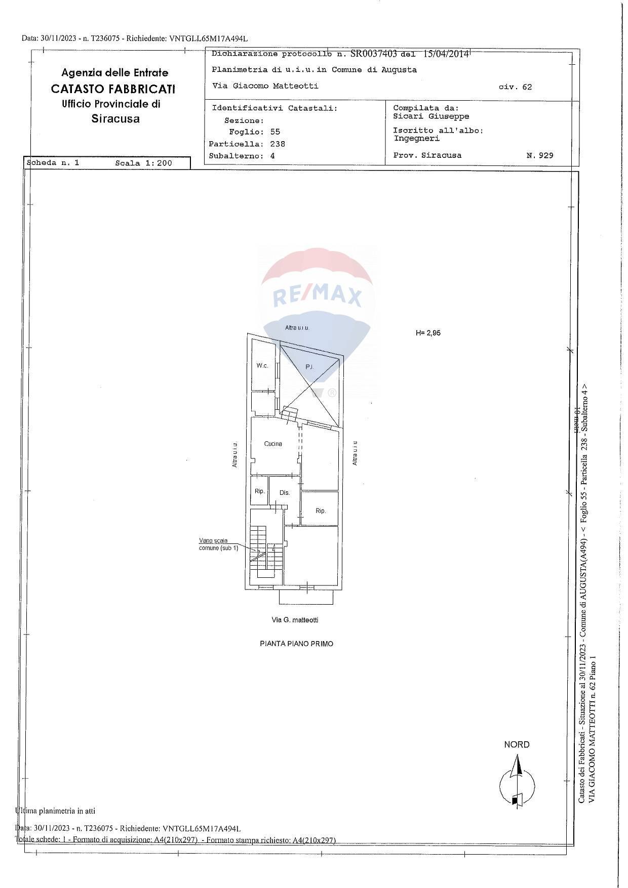 Pianta 2D - Quadrilocale via giacomo matteotti
 
62, Augusta - planimetria 1