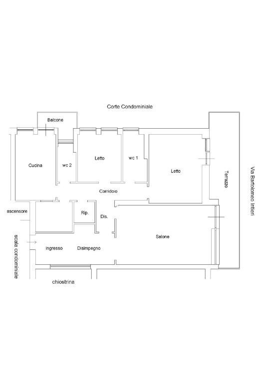 Trilocale via Bartolomeo Intieri, Roma - planimetria 1