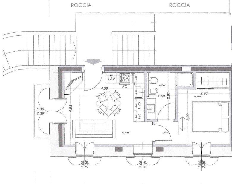 Two-room apartment corso Mentone, 48, Ventimiglia - floor plans 1