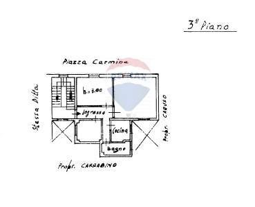 Pianta 2D - Trilocale Piazza Carmine
 
17, Augusta - planimetria 1