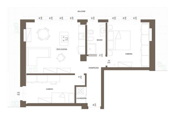 Planimetria - Trilocale via g. D'Alzano, Bergamo - planimetria 1