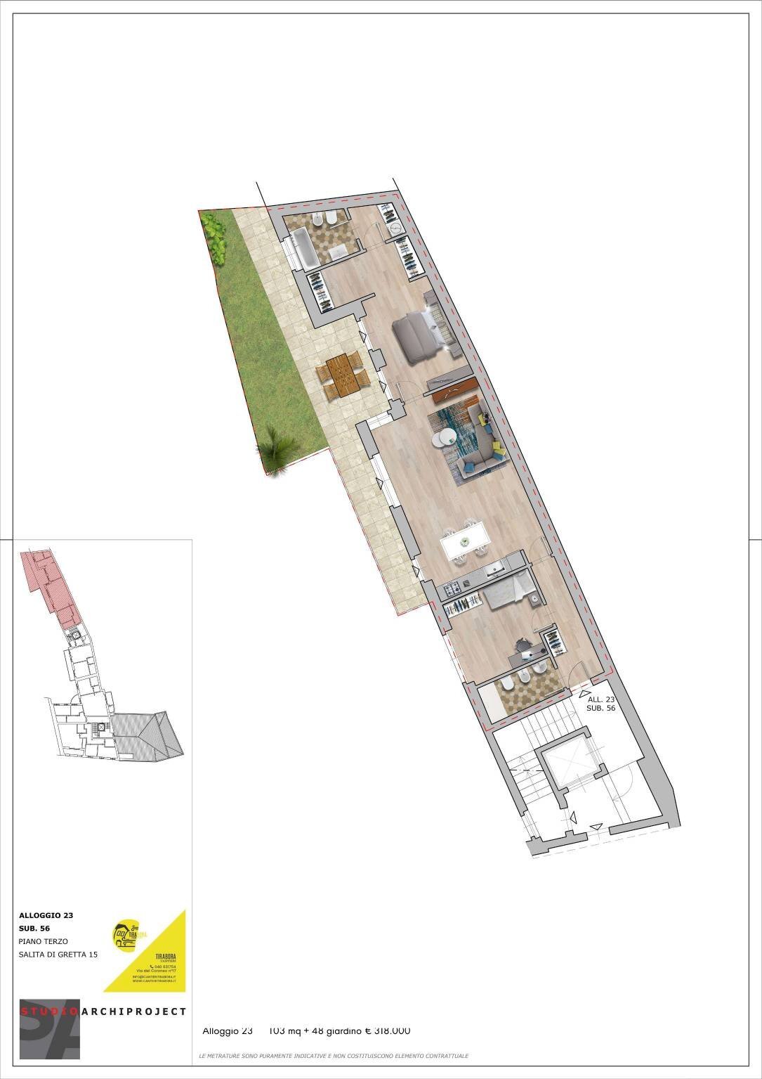Trilocale salita di Gretta, 15, Trieste - planimetria 1