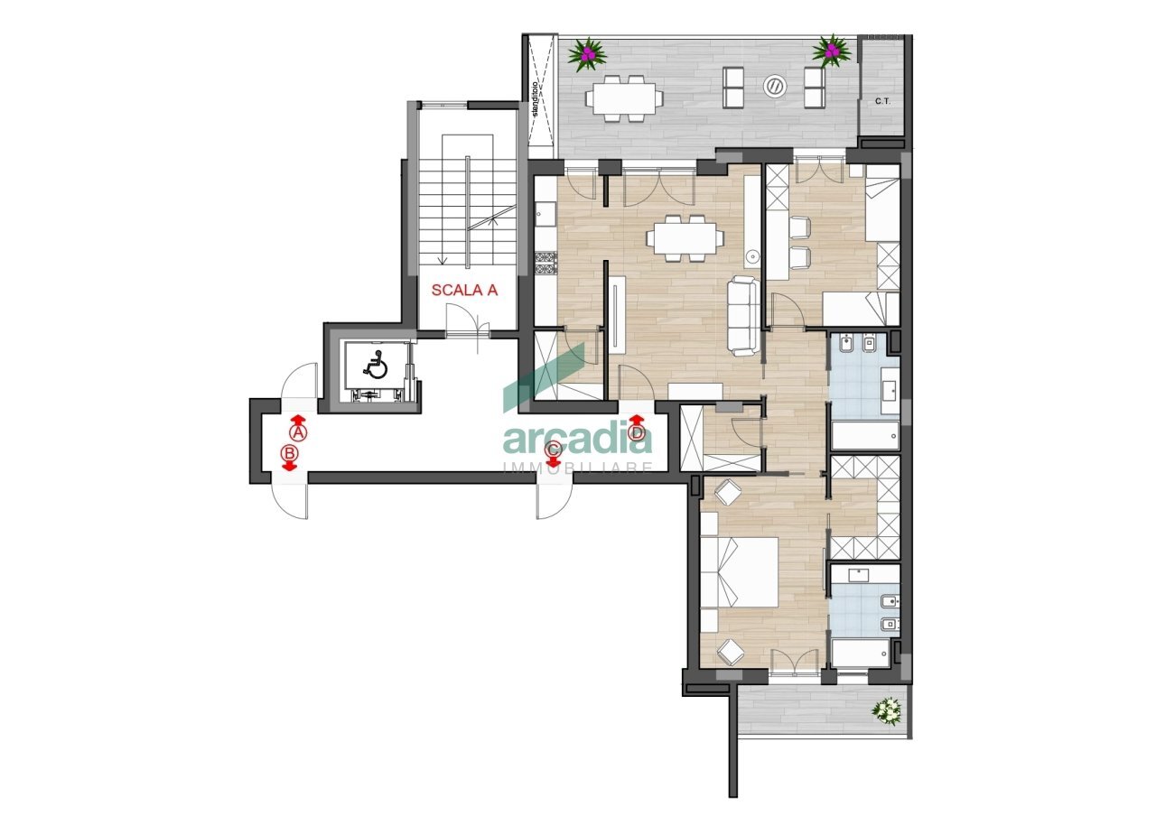 planimetria arredata.jpg - Three-room apartment Via Giuseppe Sangiorgi 3, Bari - floor plans 1