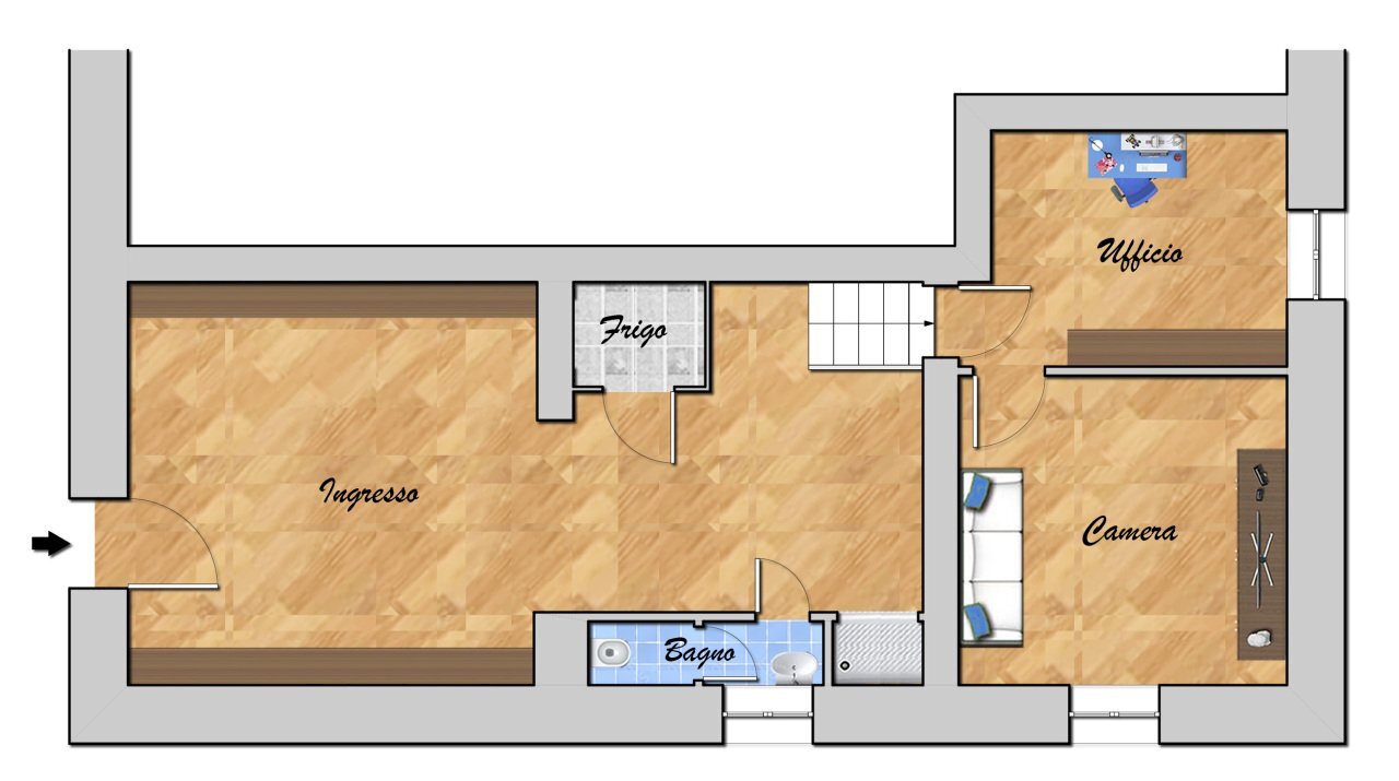 RIF 3418 - VIA DONIZETTI 73R-RITT.jpg - Warehouse VIA GAETANO DONIZETTI  73R, Genova - floor plans 1