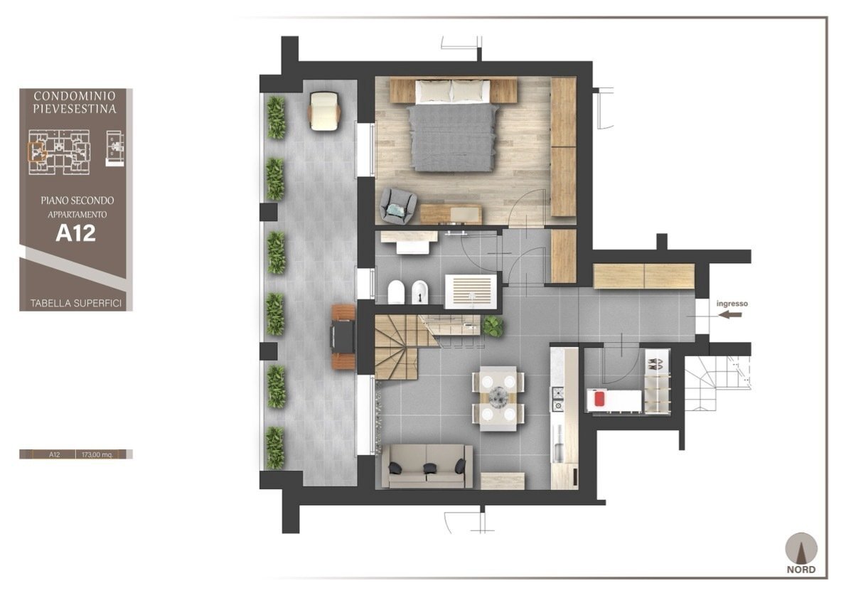 App.A12 - piano Secondo.jpg - Appartamento via Diegaro-Pievesestina, Cesena - planimetria 1