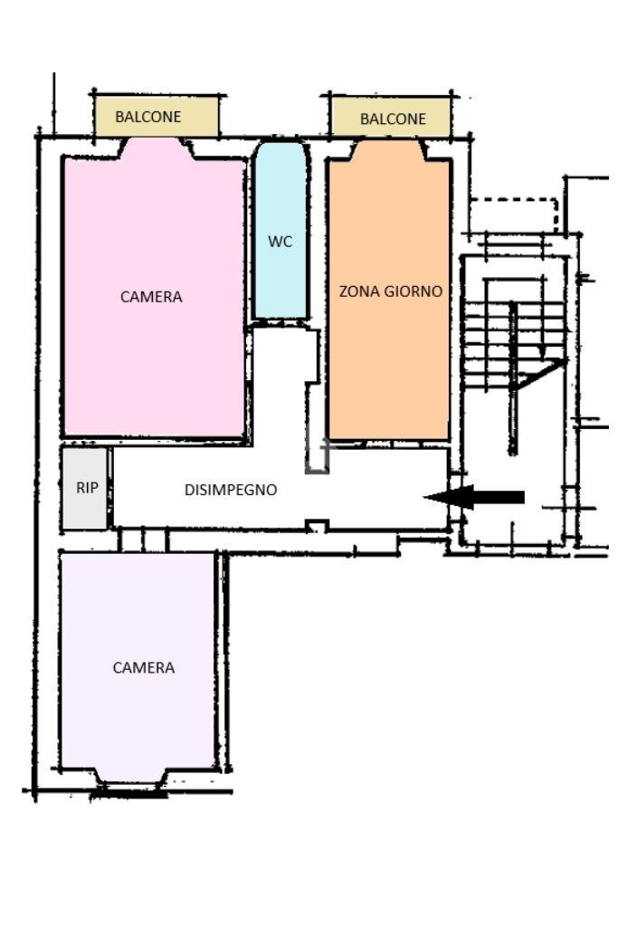 Trilocale Via Pietro Cossa, Torino - planimetria 1
