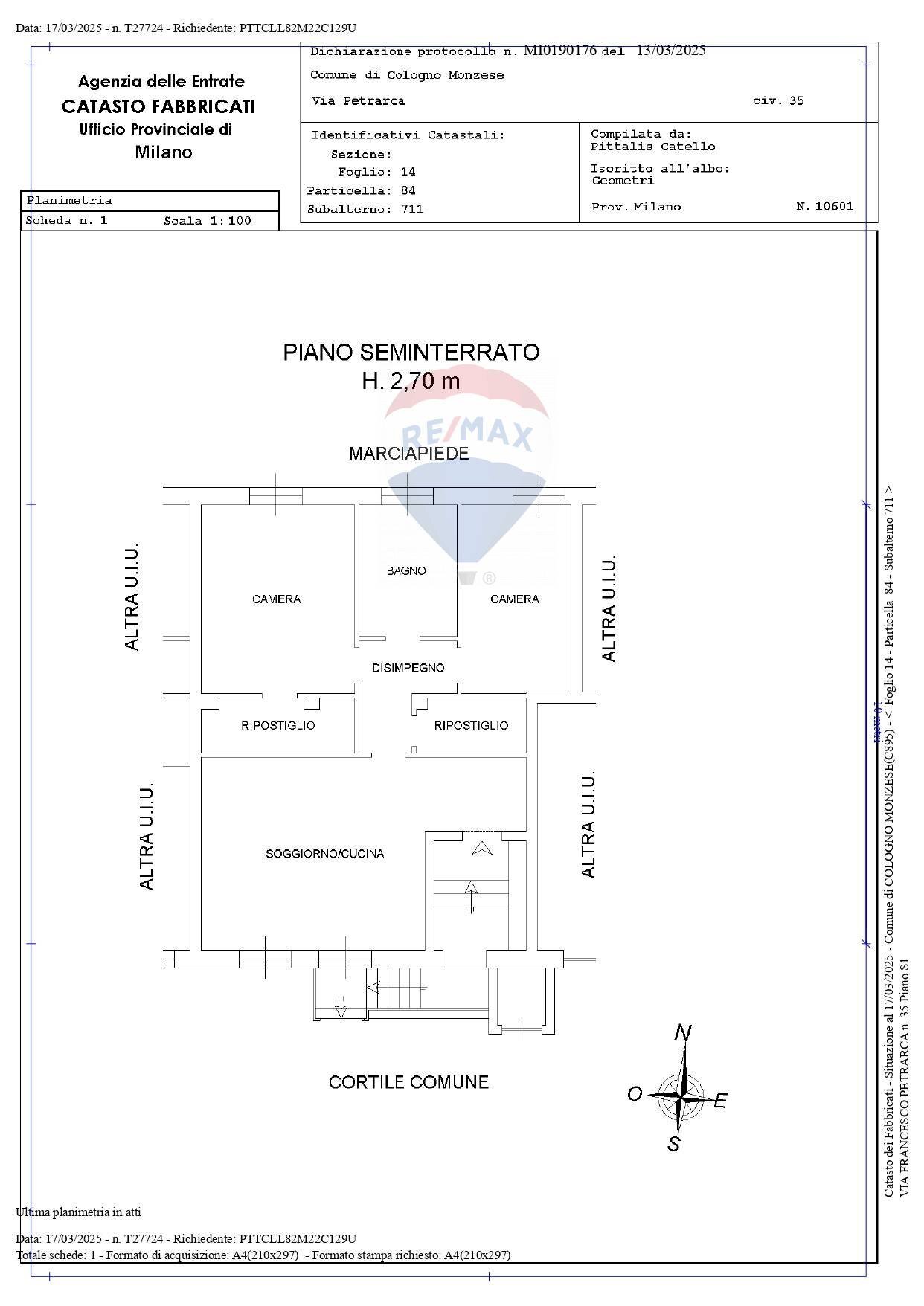 Pianta 2D - Trilocale Cologno Monzese - planimetria 1